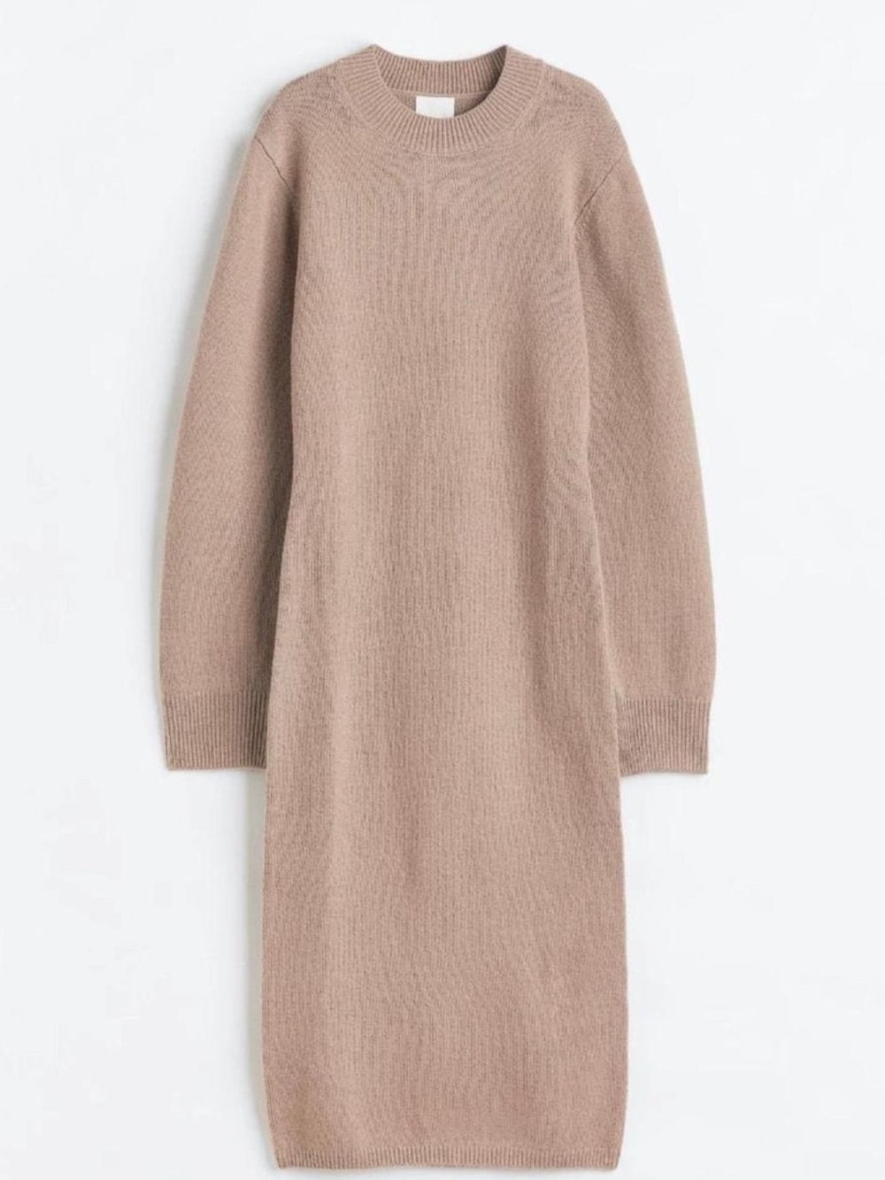 H&M Long Sleeve Knit Dress in Taupe